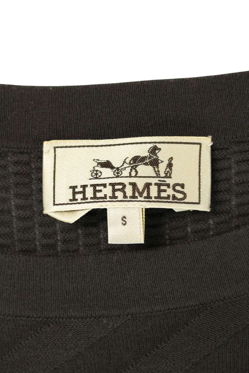 HERMES Jacquard Cotton Knit Dark Gray Size S