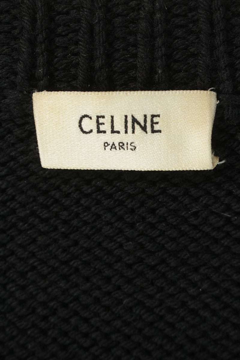 CELINE Pierrot Crewneck Wool Blend Knit Black Size M