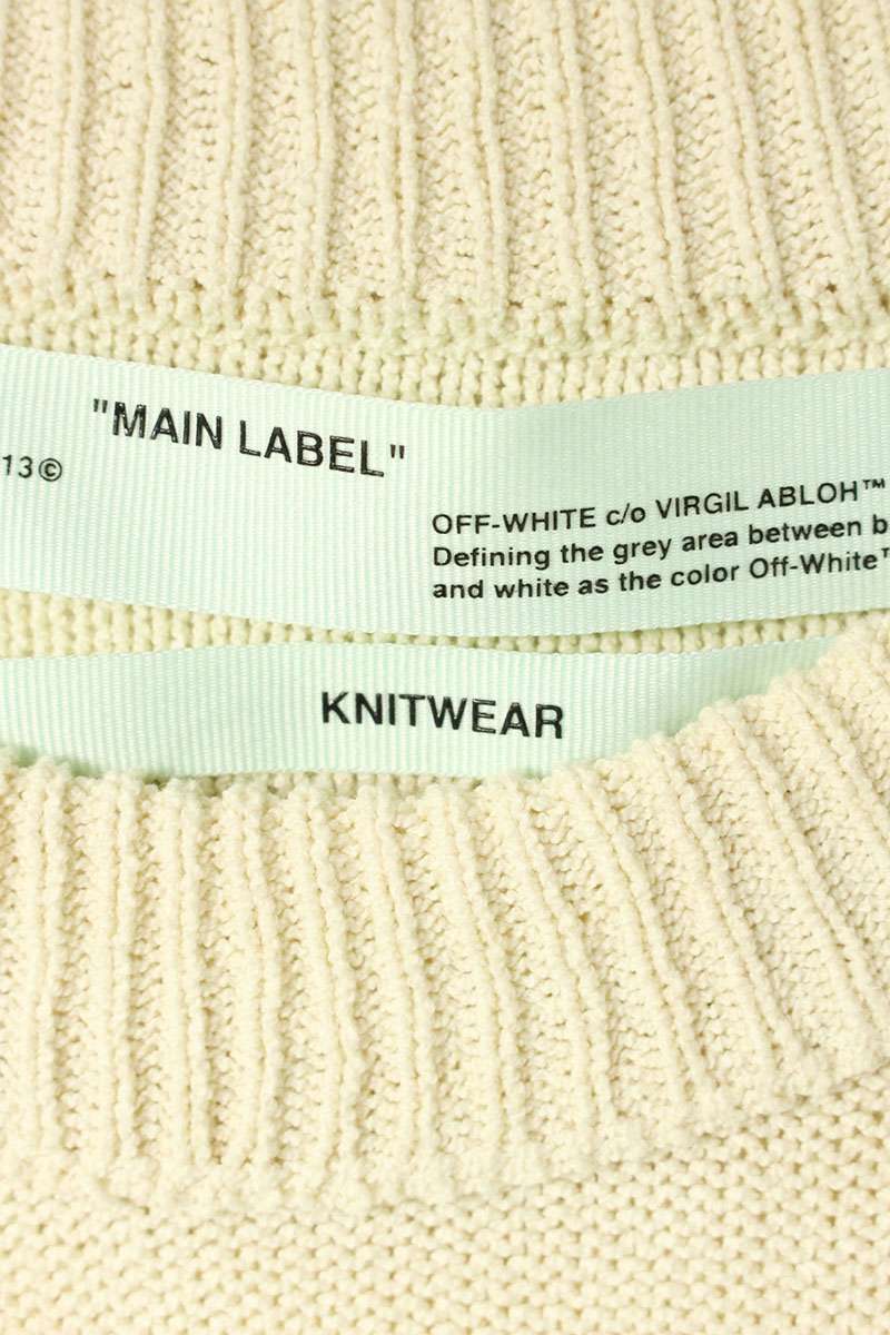 OFF-WHITE Distressed Logo Cotton Knit White Size L
