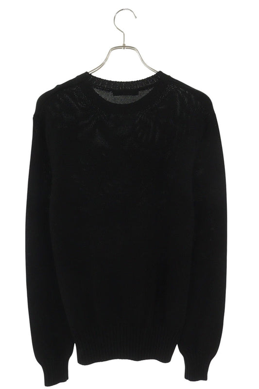 GIVENCHY Cotton Front Logo Embroidered Knit Black Size XS