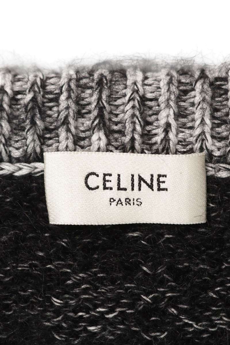 CELINE Oversized Mohair Blend Knit Sweater Black Size L