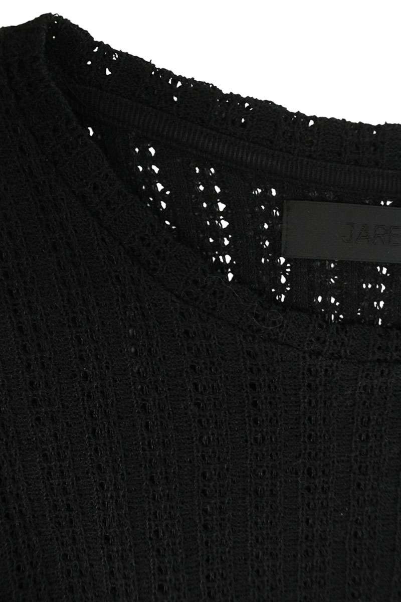 JAREY Sheer Mesh Crew Neck Knit Black Size S