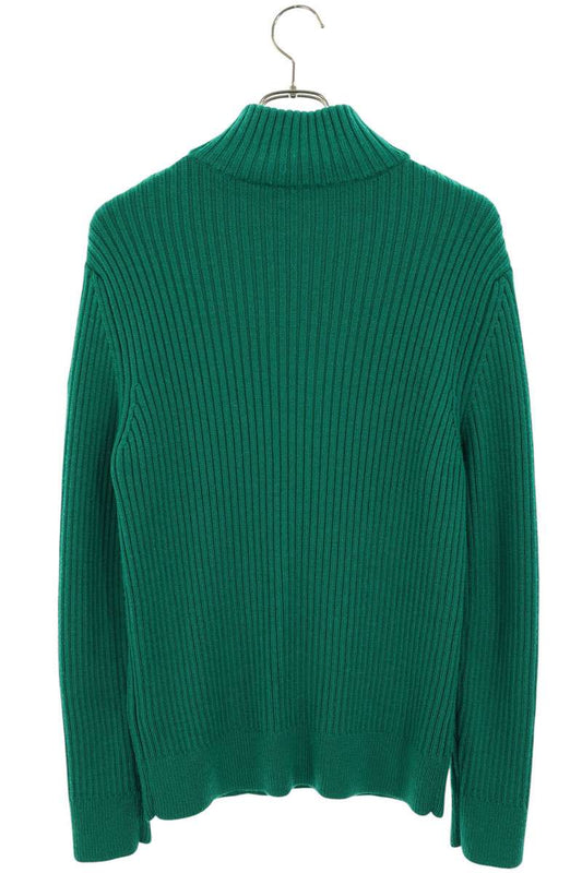 MONCLER POLO TRICOT Half Zip Wool Knit Green Size L