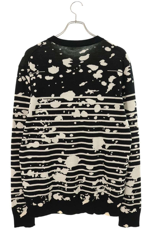 Dior HOMME Splatter Paint Wool Knit Black/White Size M