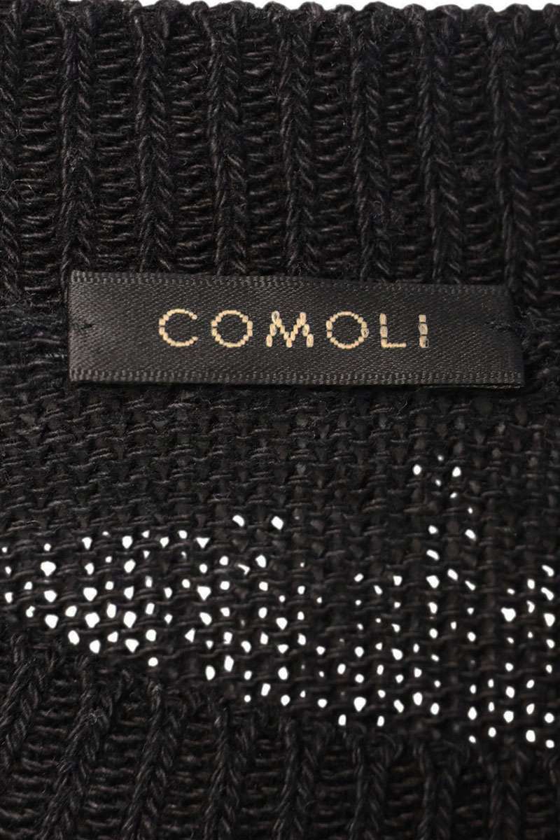 COMOLI Cotton Crew Neck Knit Black Size L