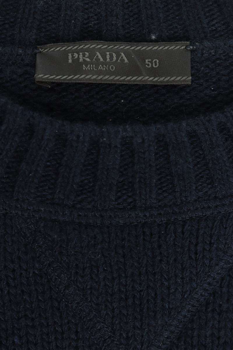 PRADA Wool Cashmere Crew Neck Knit Navy Size L
