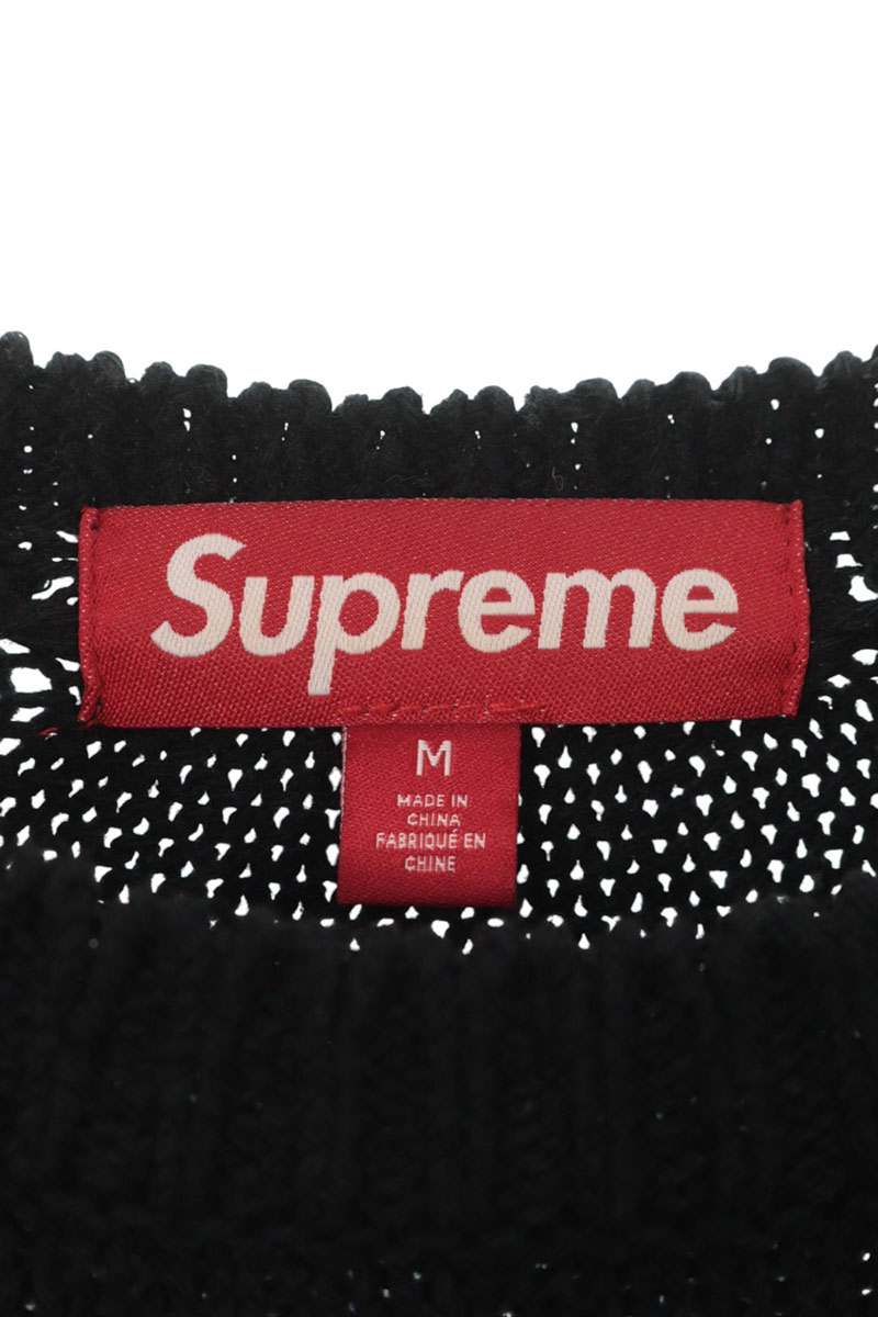 SUPREME Contrast Logo Cotton Wool Sweater Black Size M