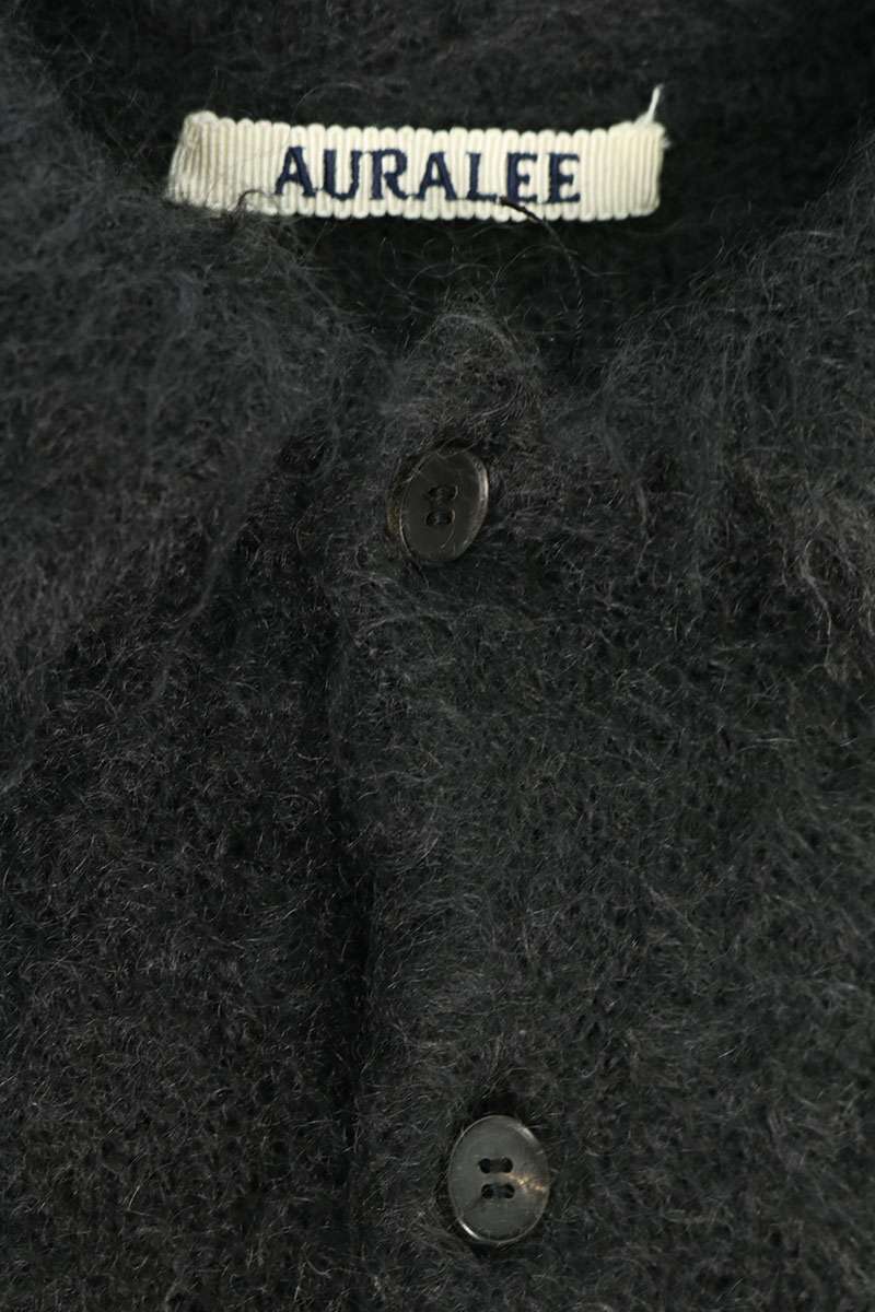 AURALEE Brushed Super Kid Mohair Knit Polo Gray Size XL