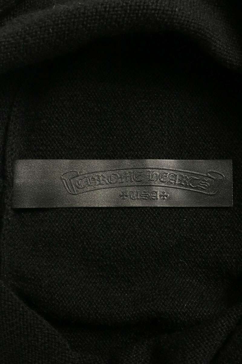 Chrome Hearts CH Cross Leather Hoodie Black/Silver Size XL