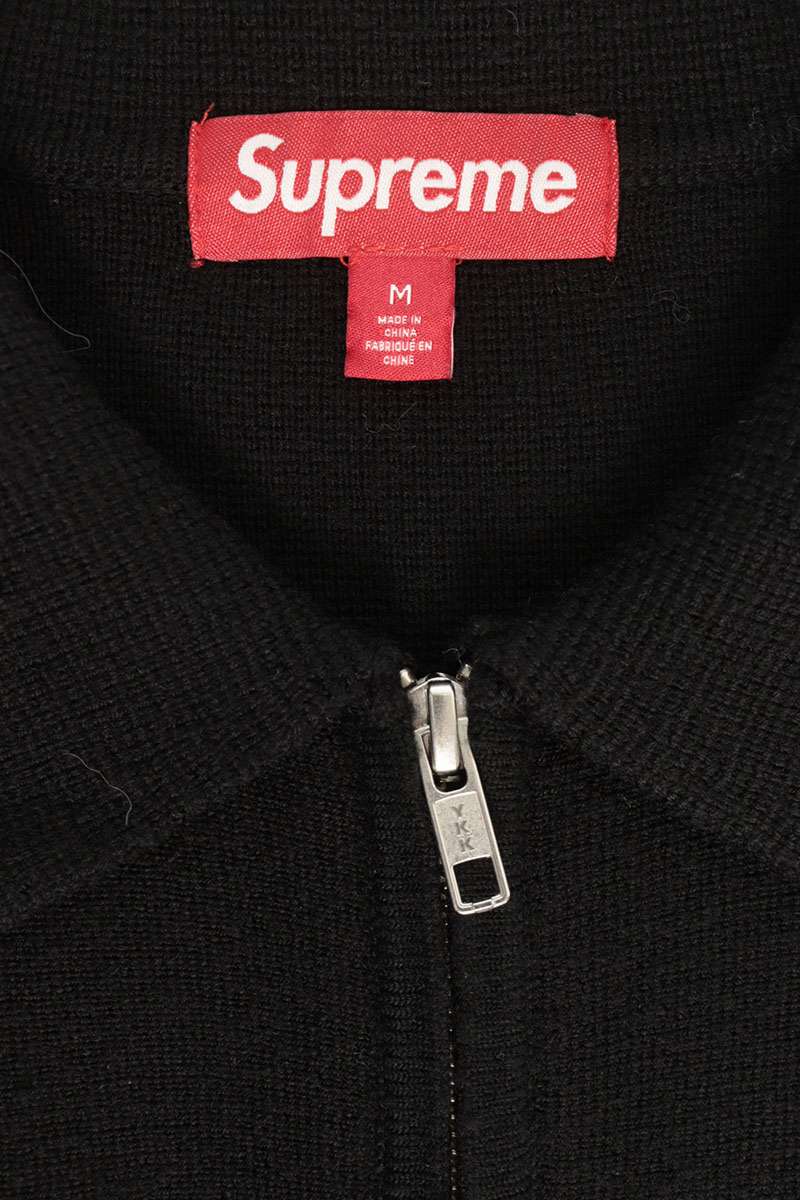 SUPREME Stripe Zip Up Polo Sweater Black Size M