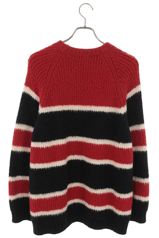 CELINE Red Black Striped Crewneck Knit Size S