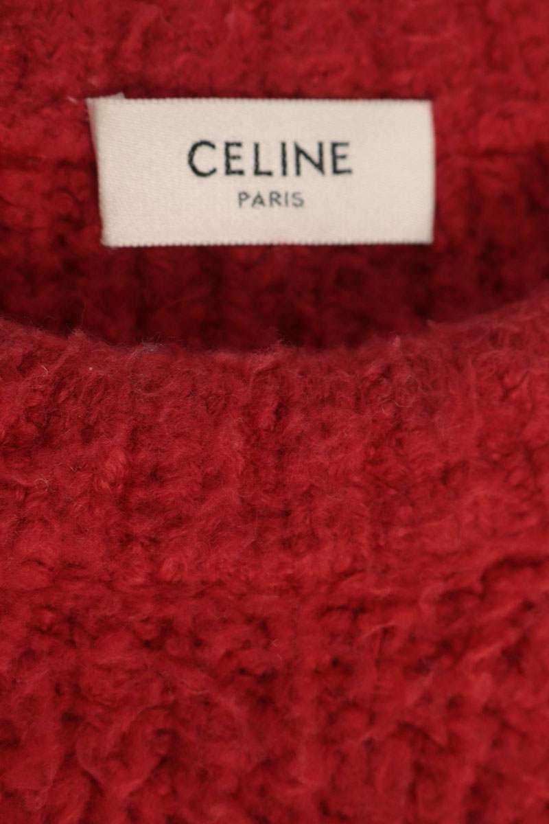 CELINE Red Black Striped Crewneck Knit Size S