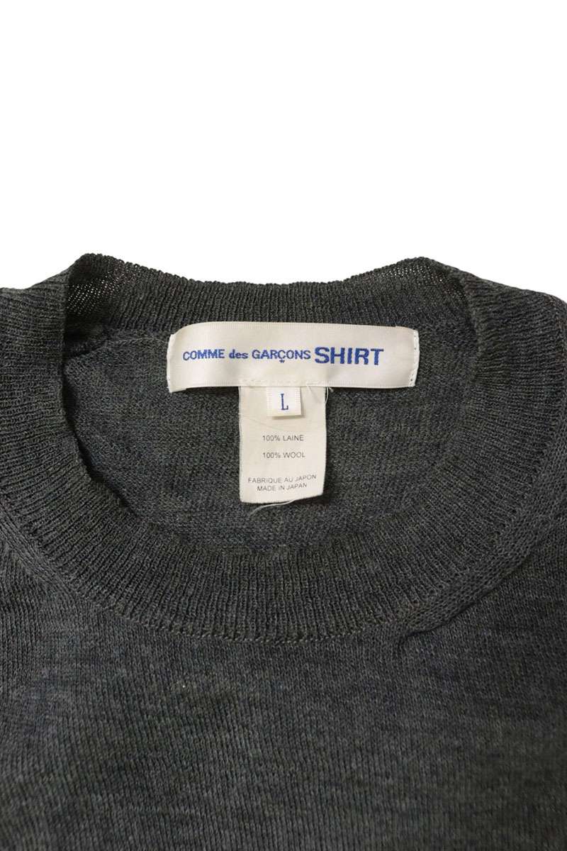 COMME des GARCONS SHIRT Gray Wool Crewneck Sweater Size L