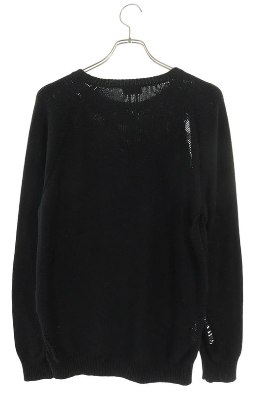 SAINT LAURENT PARIS Black Distressed Blend Sweater Size M