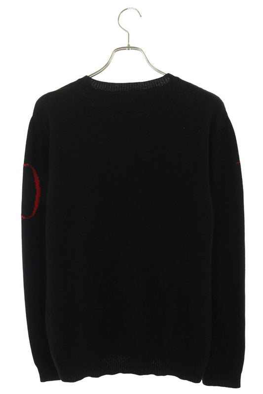 VALENTINO Logo Cashmere Knit Black/Red Size L