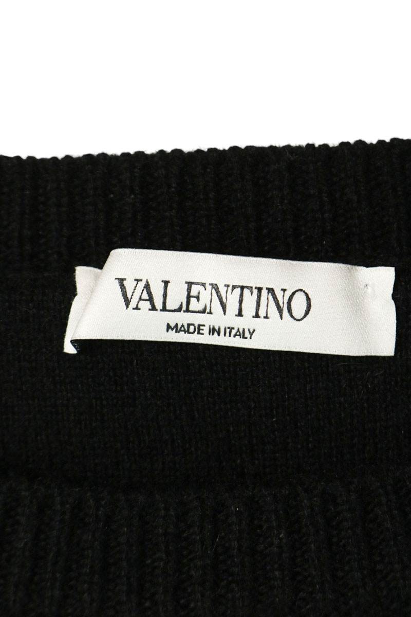 VALENTINO Logo Cashmere Knit Black/Red Size L