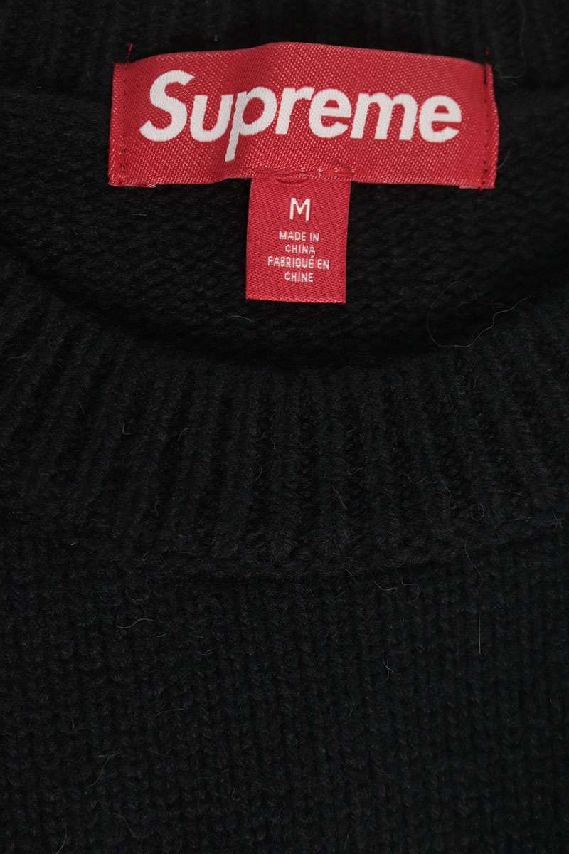 SUPREME 25AW Angora Script Logo Knit Sweater Black Size M
