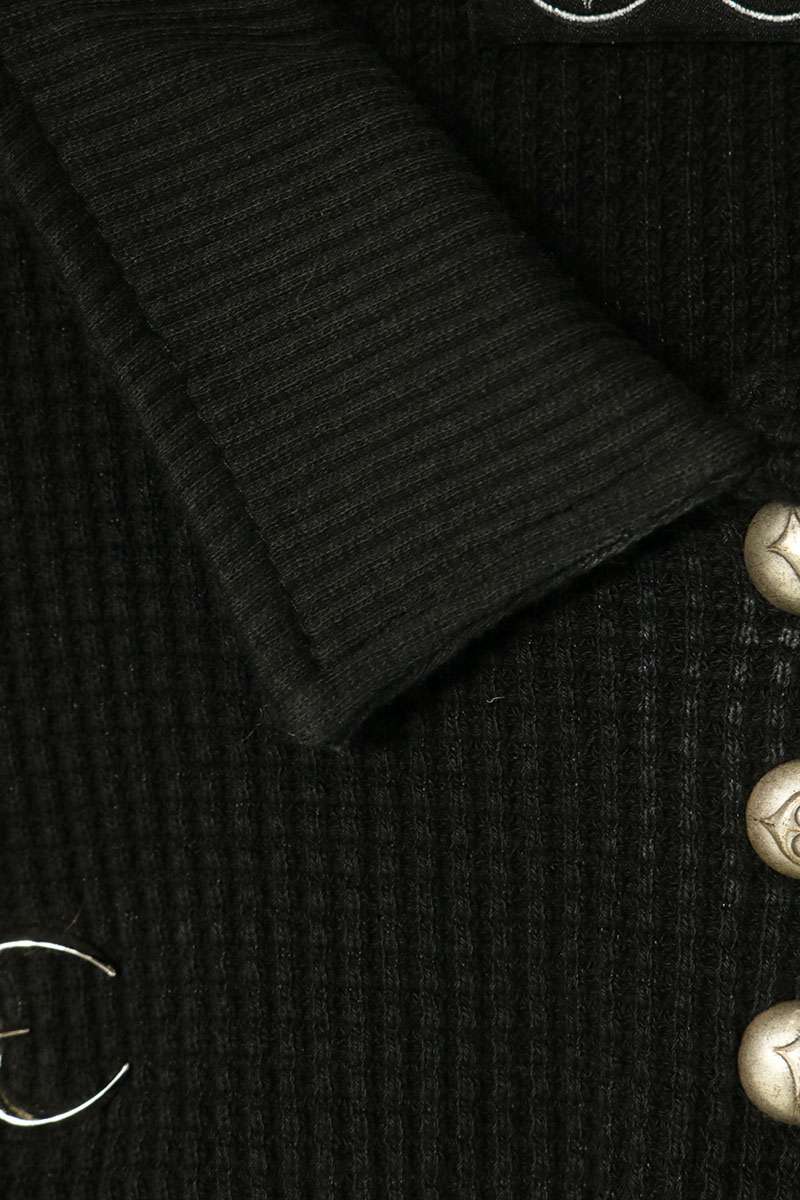 THUG CLUB Waffle Knit Polo Shirt Black Silver Size 3