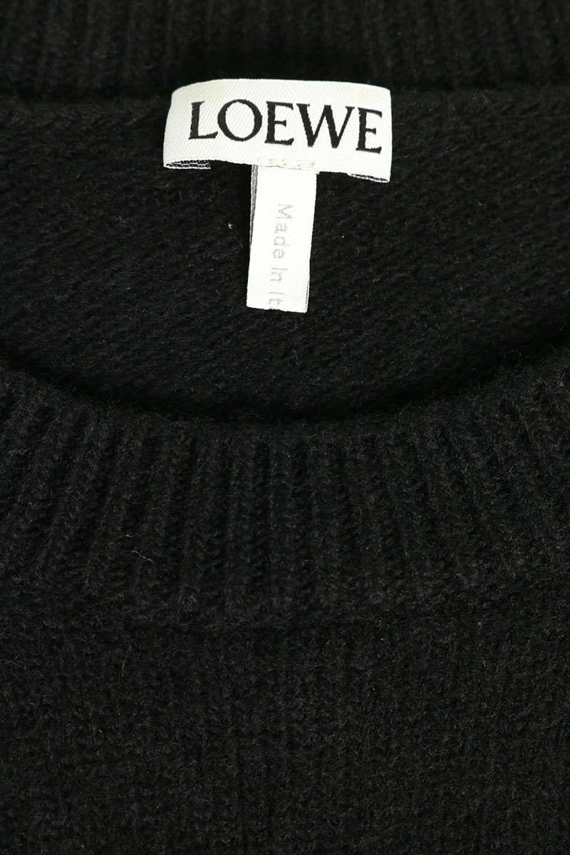 LOEWE Anagram Embroidered Wool Knit Black Size XS