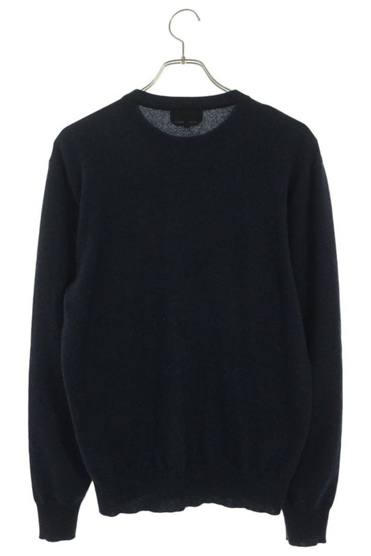 HERMES Maille Medor Brode Cashmere Knit Navy Gray Size XS