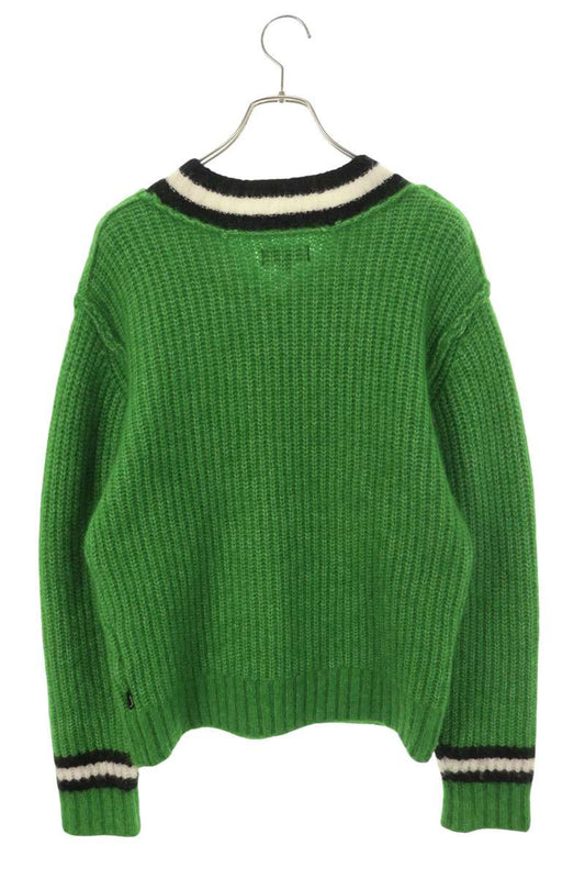 STUSSY Mohair Tennis V-Neck Sweater Green Size M