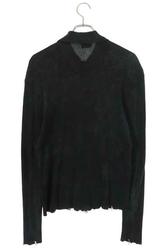 DIESEL K-ADDOCK Coated Distressed Zip Knit Blue Size S