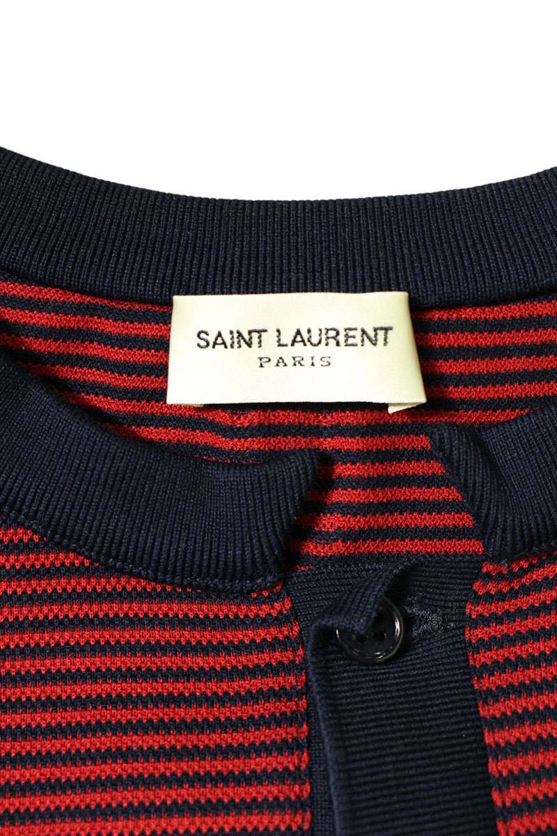Saint Laurent Paris Logo Embroidered Boarder Short Sleeve Polo Shirt Size XL