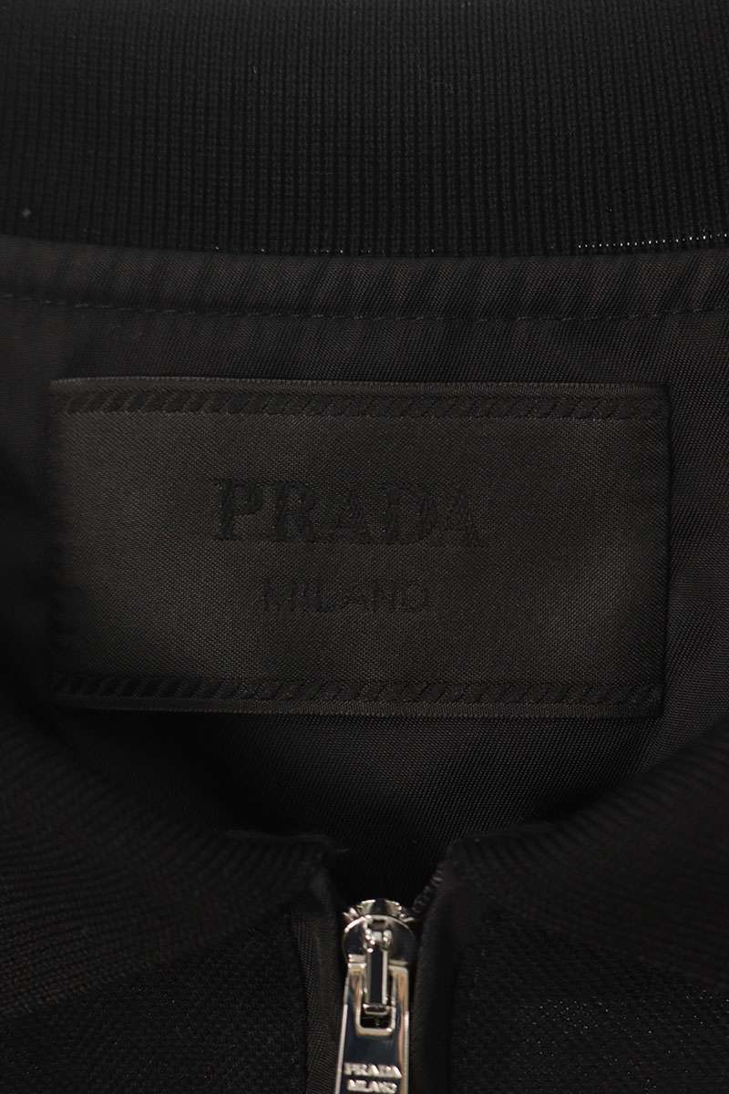 PRADA Triangle Logo Re-Nylon Zip S/S Polo Black Size XXL