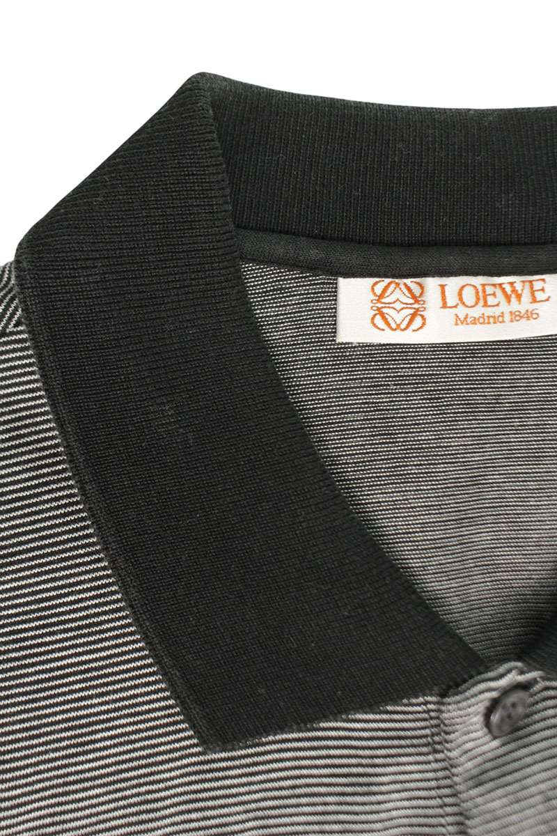 Loewe Embroidered Boarder Short Sleeve Polo Shirt Black x White Size S