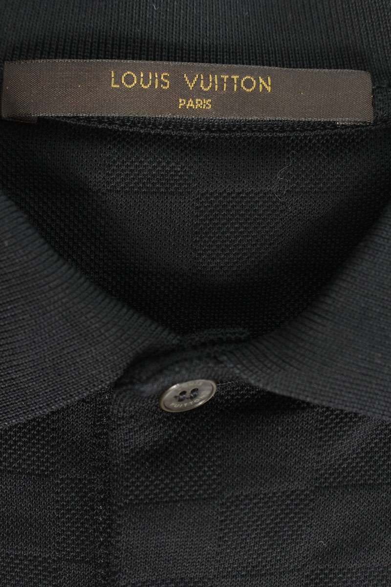 Louis Vuitton 17SS Logo Embroidered Short Sleeve Polo Shirt Black Size XXS
