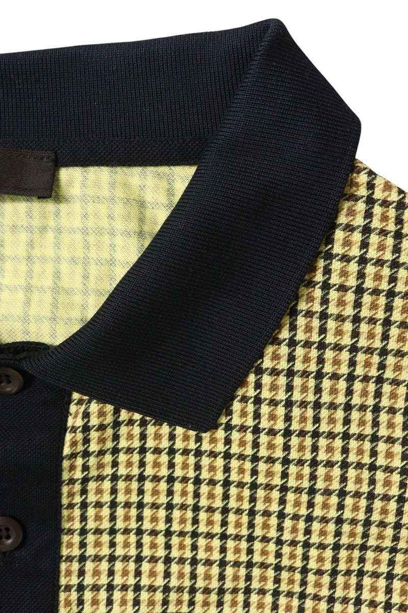 PRADA Houndstooth Short Sleeve Polo Yellow Size XXL