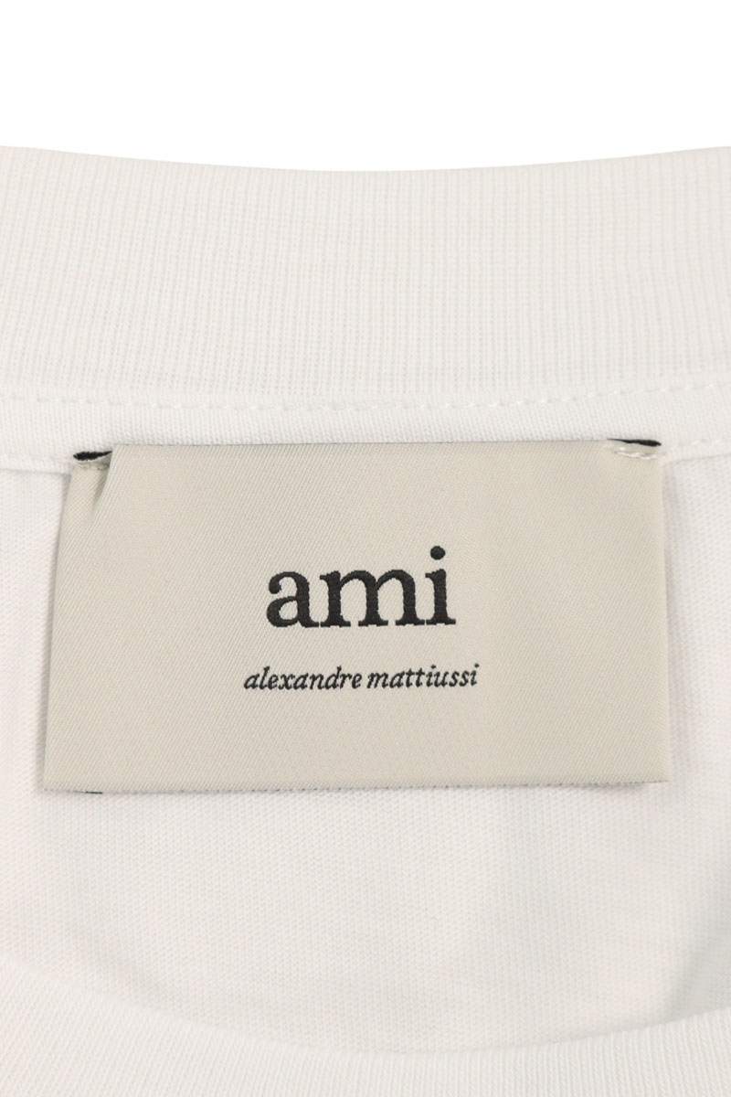 AMI Embroidered Long Sleeve T-Shirt White x Red Size XXL