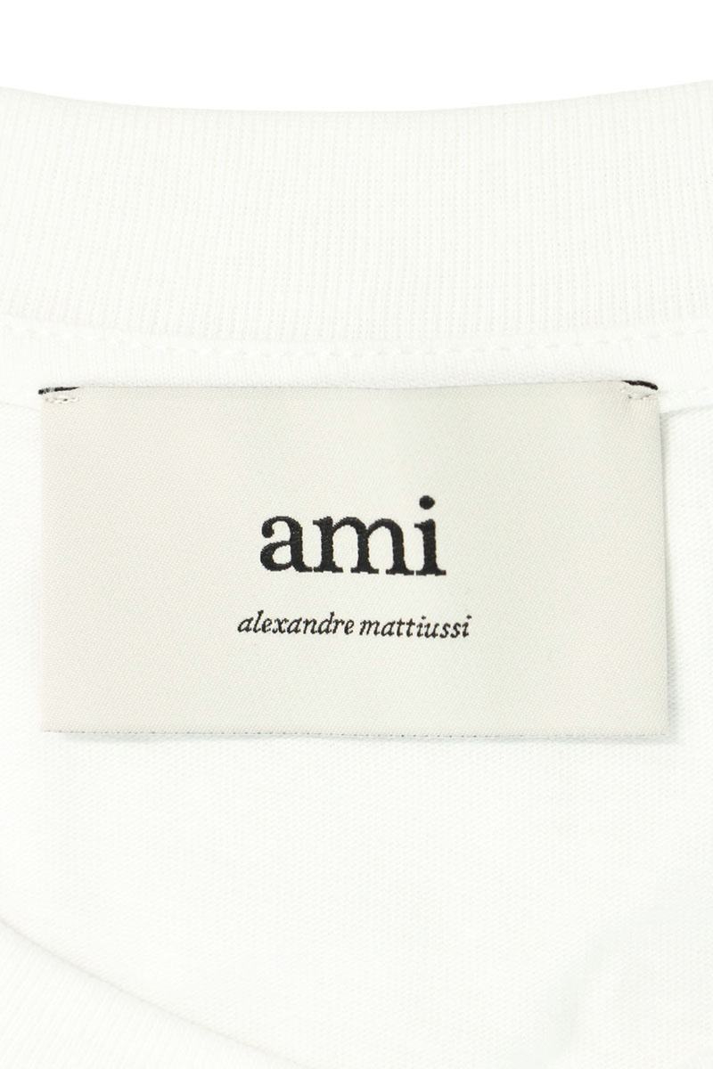 AMI Embroidered Long Sleeve T-Shirt White x Red Size XXL