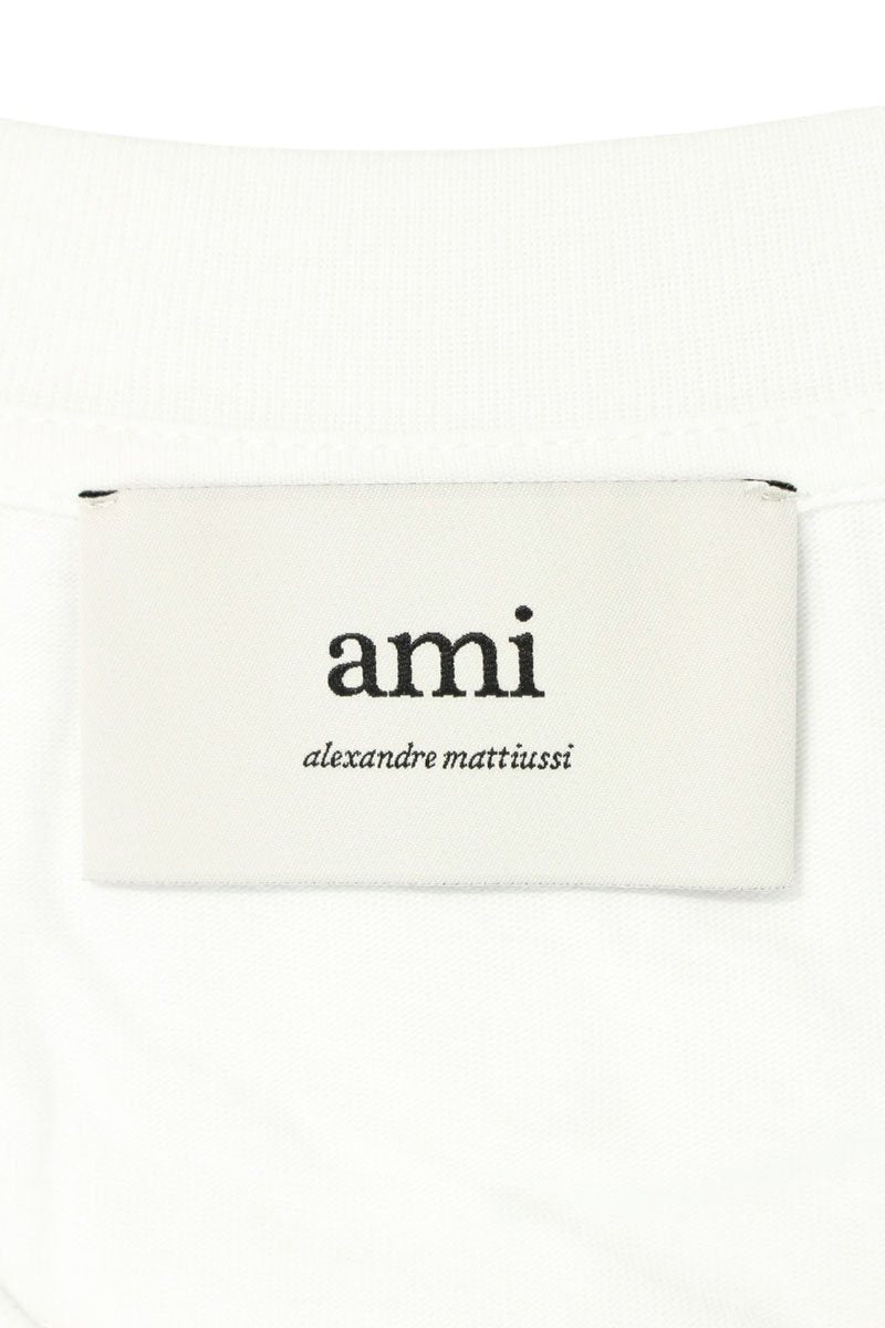 AMI Embroidered Long Sleeve T-Shirt White x Red Size XXL