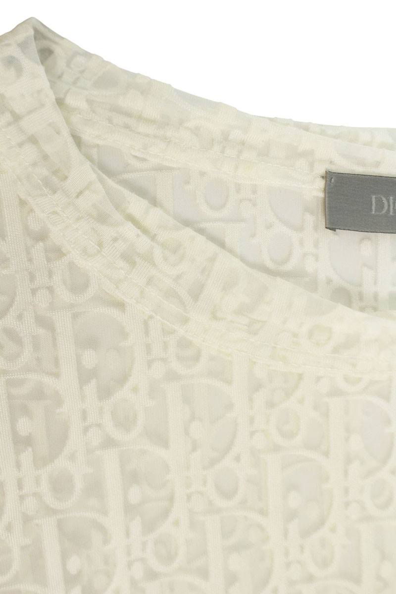 DIOR Oblique Sheer Long Sleeve Top White Size M