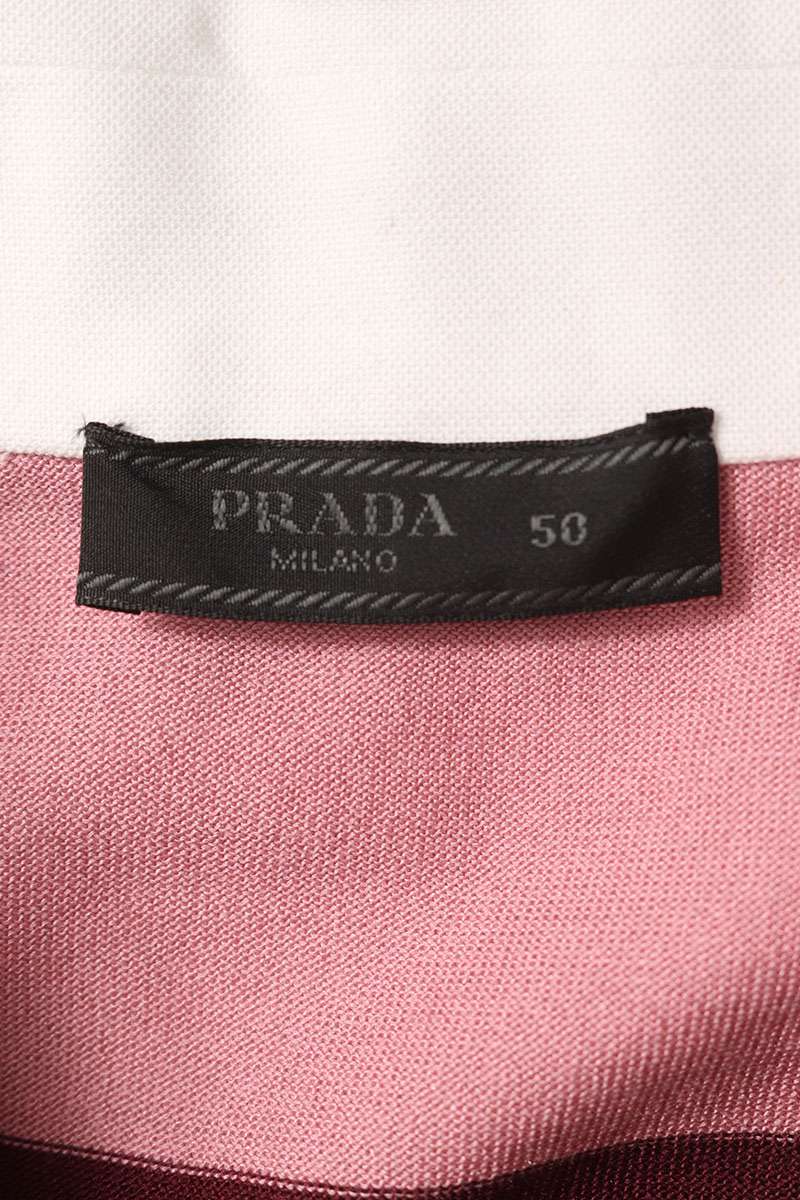 PRADA Striped Silk Blend Polo Long Sleeve Top Size L