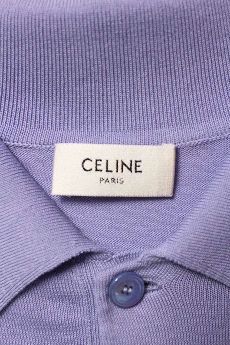 CELINE Triomphe Cotton Polo Long Sleeve Top Size M