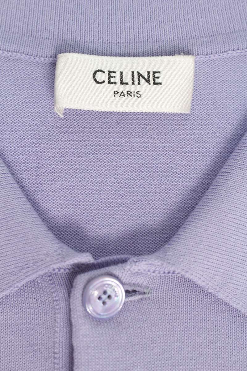 CELINE Triomphe Cotton Polo Long Sleeve Top Size L