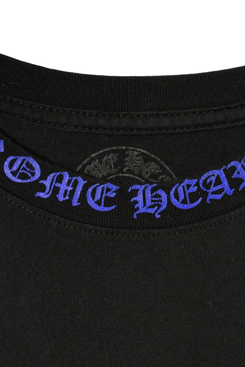Chrome Hearts Neck Logo Print Long Sleeve Tee Black x Blue Size M