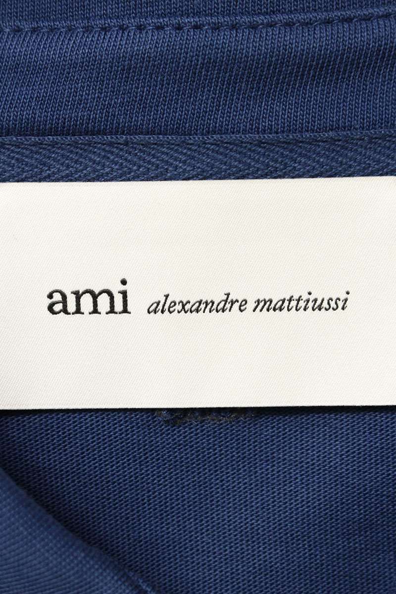 AMI 26SS Embroidered Polo Long Sleeve T-Shirt Blue Size XL