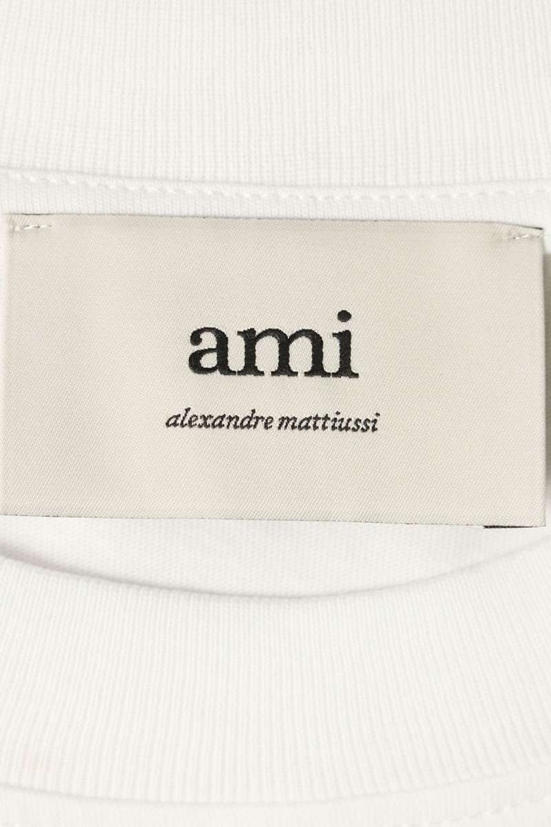 AMI 26SS Embroidered Crewneck Long Sleeve T-Shirt White x Red Size S