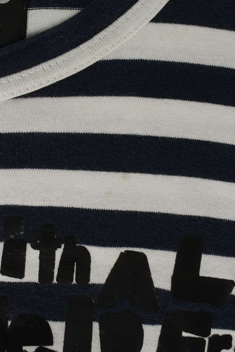 Comme des Garcons Navy White Striped Long Sleeve Size L