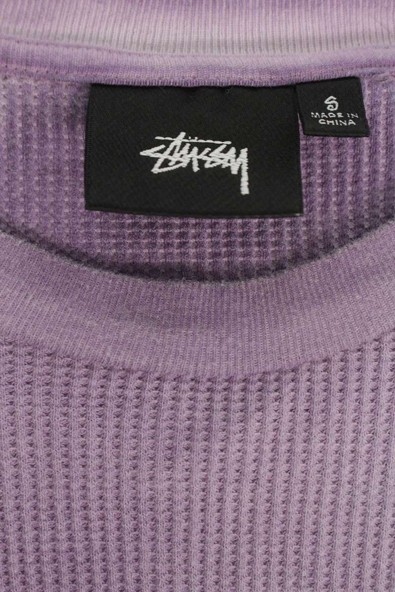 STUSSY Logo Print Thermal Long Sleeve Tee Purple Size S