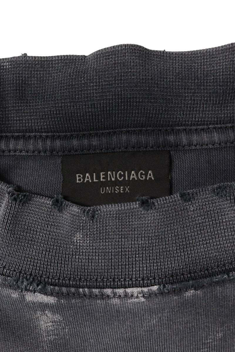 BALENCIAGA Back Logo Paint Effect Long Sleeve Tee Size L