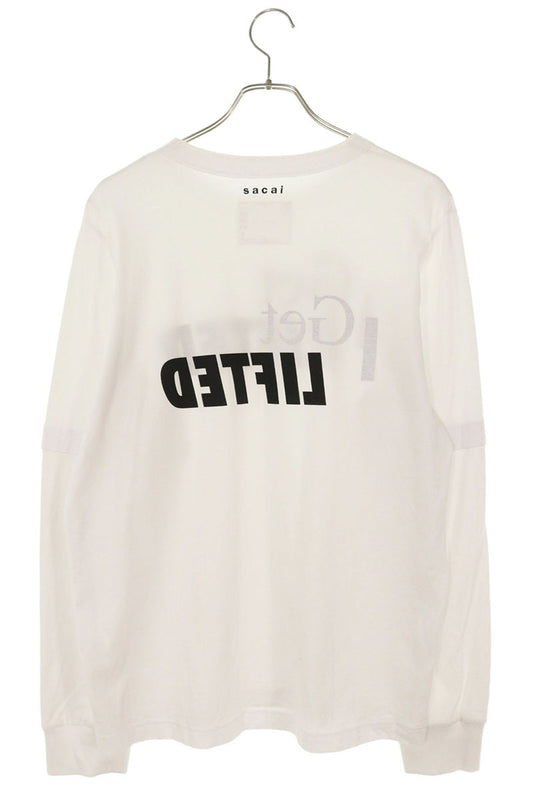 Sacai Cotton Logo Print Long Sleeve Top White Size L