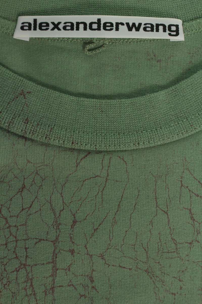 ALEXANDER WANG 23SS Embossed Logo Long Sleeve Top Green Size L