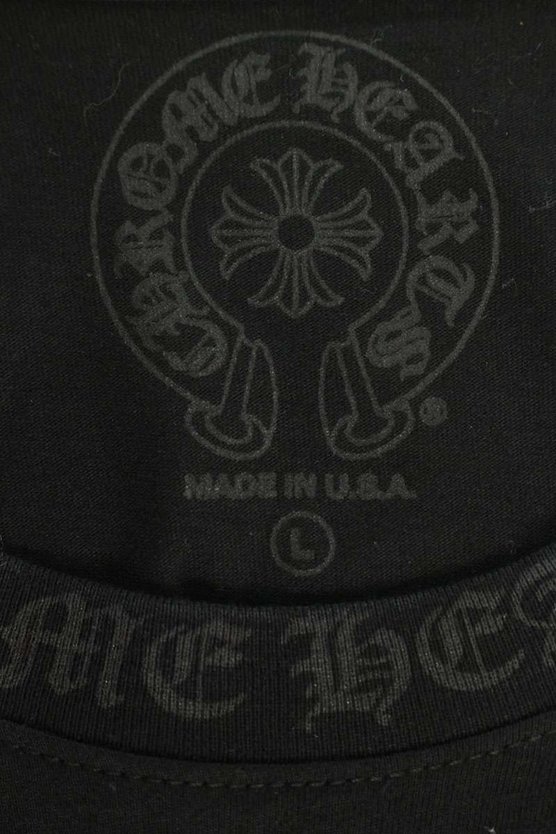 Chrome Hearts Neck Logo Print Long Sleeve Tee Black/White Size L