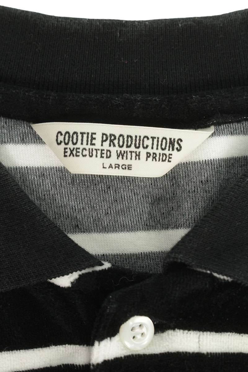 COOTIE VELOUR BORDER L S POLO Black/White Size L