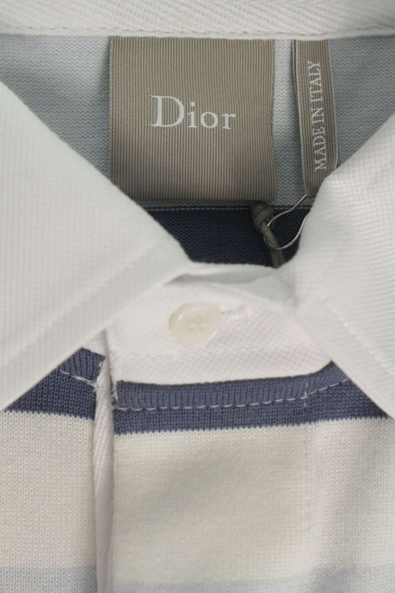 DIOR SS26 Logo Embroidered Stripe Polo Top Multi Size M