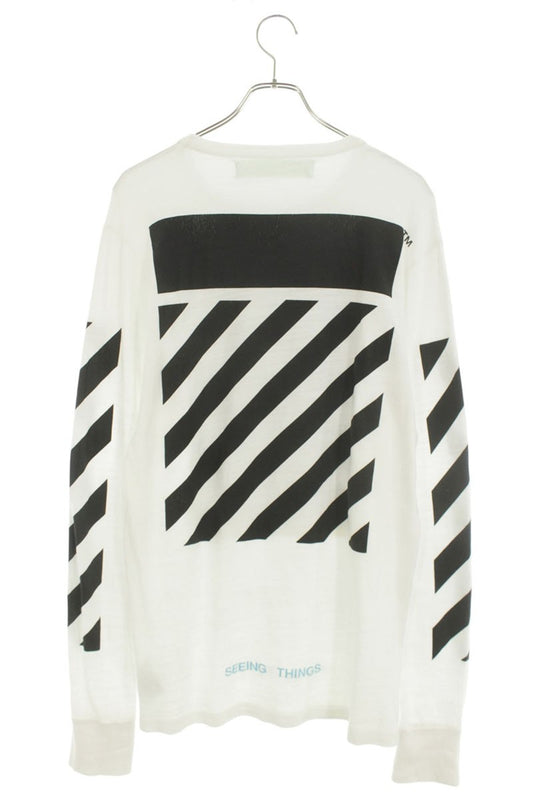OFF-WHITE Back Bias Caravaggio Long Sleeve Cotton Tee White Size M